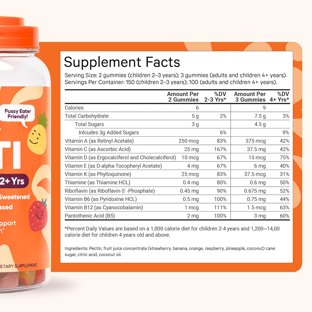 Halal Kids Multivitamin Gummies for Ages 2+ | 10-in-1, Gelatin-Free, 300 Count (5-Month Supply)